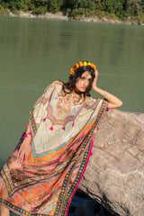 Multi-Color Printed Pure Viscose Handwork Kaftan Dress