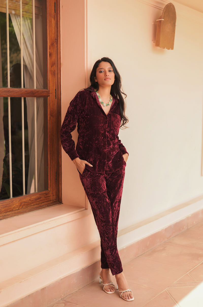 Purple Velvet Co Ord Set