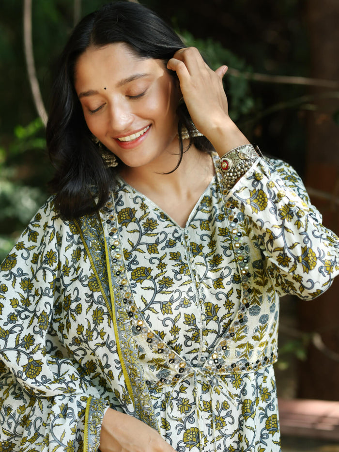 green floral Anarkali kurti