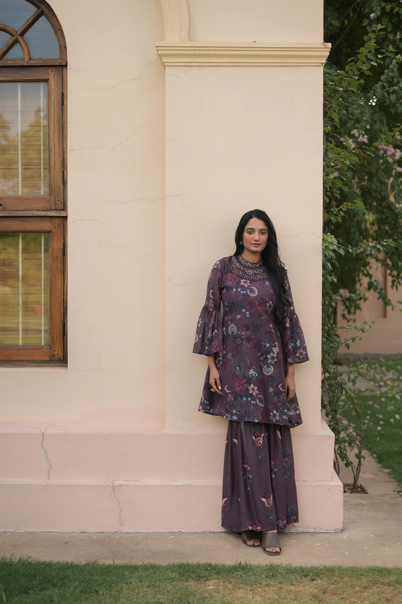 Cocoa Charm Kurta With Sharara