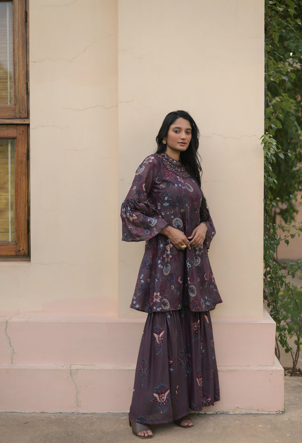 Cocoa Charm Kurta With Sharara