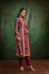 Wine Whisper Muslin  Kurta Set