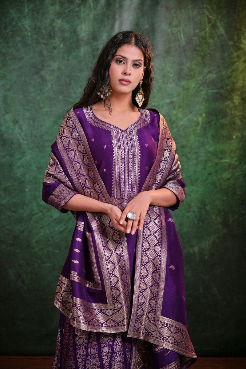 Amethyst Radiance Muslin  Kurta Set With Dupatta