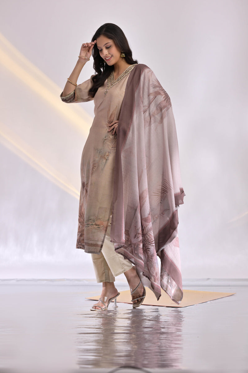 Simple Muslin  Suit Set with Dupatta