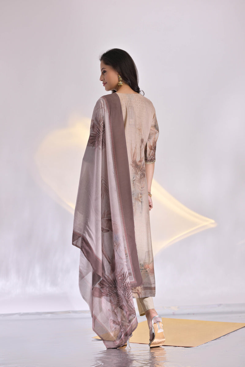 Simple Muslin  Suit Set with Dupatta