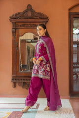 Royal Magenta Embellished Poly Chinon Set