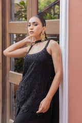 Midnight Onyx Embellished Poly Georgette Set