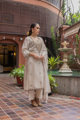 Ethereal Ivory Organza Jacquard Suit Set