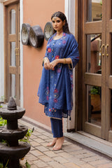 Midnight Bloom Katan Silk Kurta Set