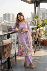 LAVENDER KURTA SET WITH DUPPTA