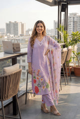 LAVENDER KURTA SET WITH DUPPTA