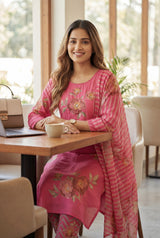 ROSE KURTA SET WITH DUPPTA