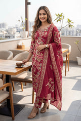 VINTAGE PLUM KURTA SET WITH DUPPTA