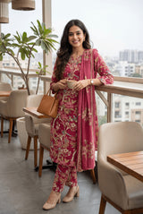 VINTAGE PLUM KURTA SET WITH DUPPTA