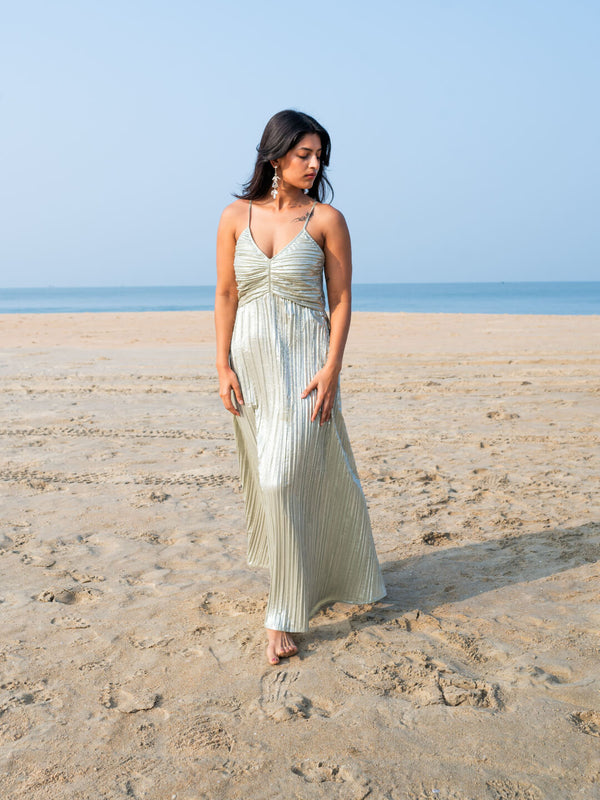 Mint Foil Fabric Gown