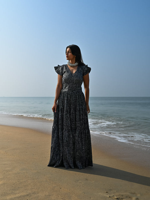 Silver Foil Printed Gown