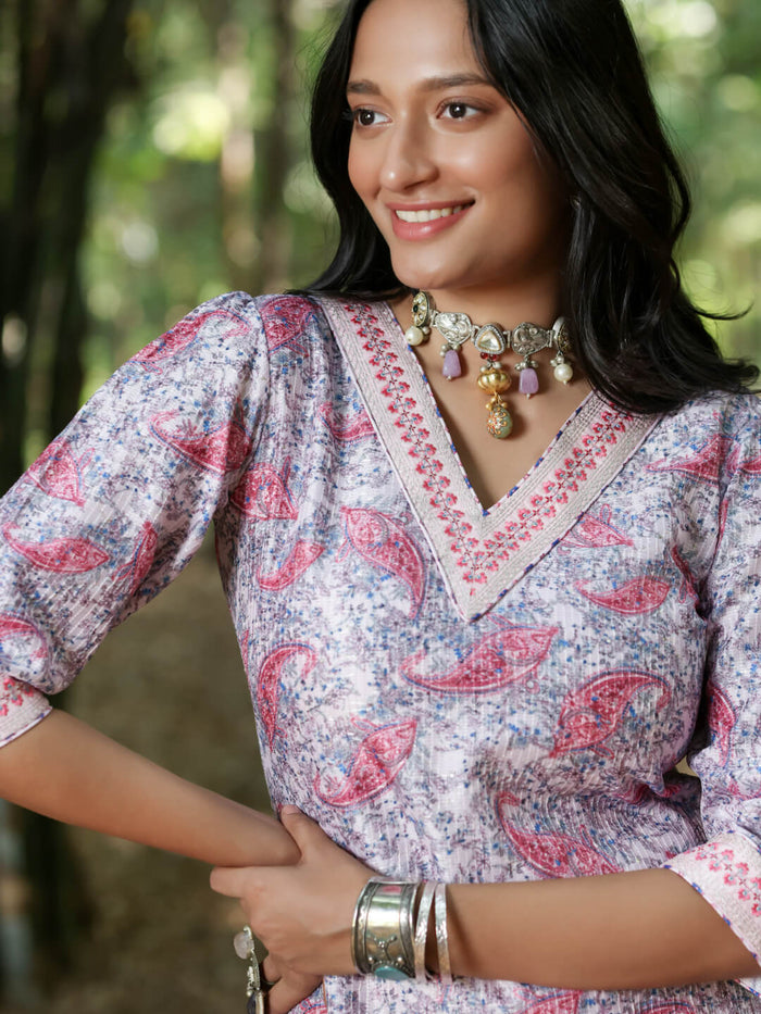 soft pink digitally printed kurta set