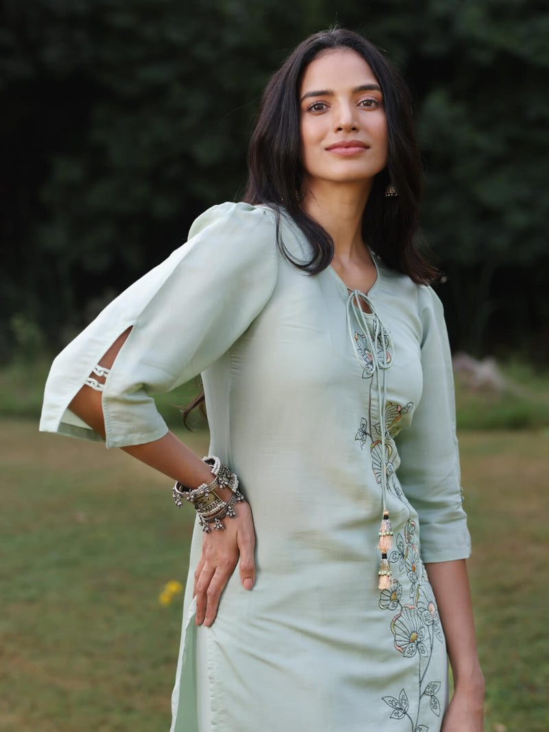 mint green kurta set
