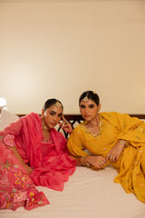 Radiant Fuchsia Floral Mul Chanderi Set