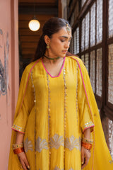 Sunshine Yellow Embellished Mul Chanderi Set