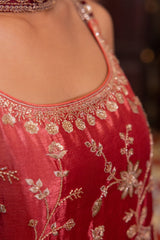 Crimson Radiance Embellished Poly Chinon Sharara Set