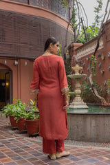 Terracotta Radiance Embellished Jacquard Set