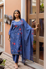 Midnight Bloom Katan Silk Kurta Set