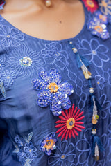 Midnight Bloom Katan Silk Kurta Set