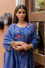 Midnight Bloom Katan Silk Kurta Set