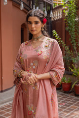 Rose Quartz Floral Jacquard Kurta Set
