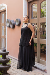 Midnight Onyx Embellished Poly Georgette Set