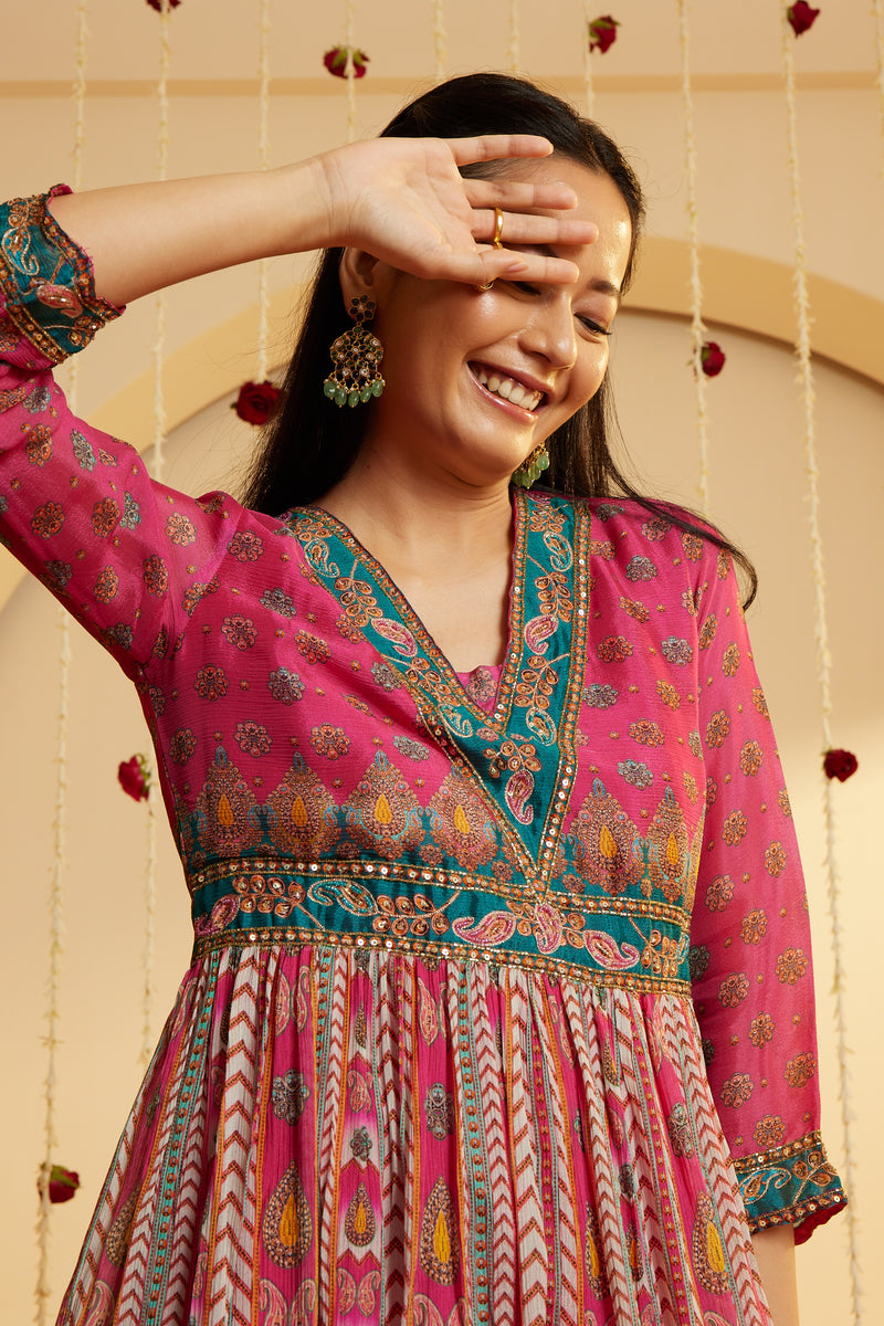Delicate Deep Pink Chinnon-chiffon Dress