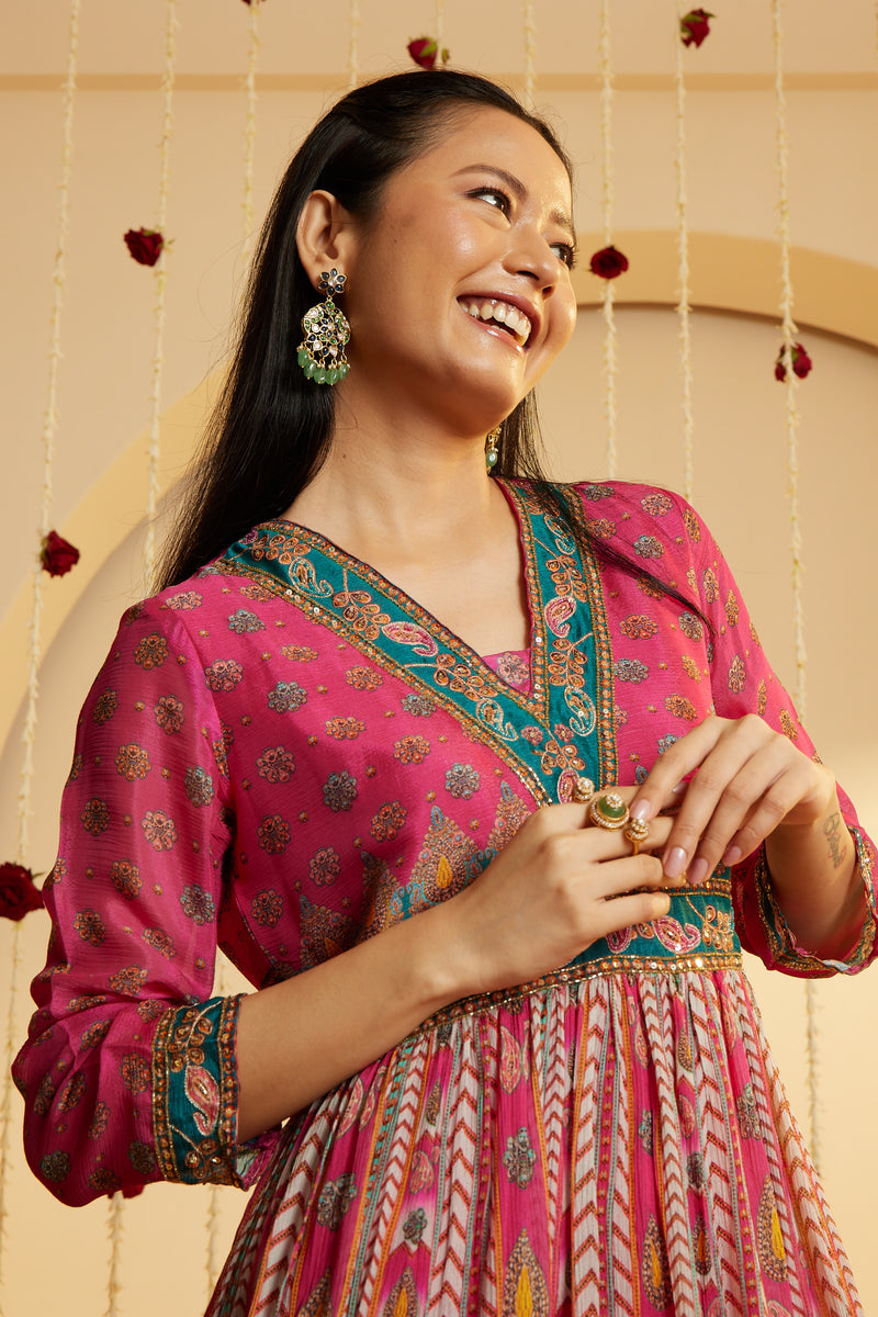 Delicate Deep Pink Chinnon-chiffon Dress