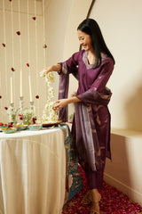 Magenta Purple Vishakha Silk Kurti Set with Chanderi Dupatta