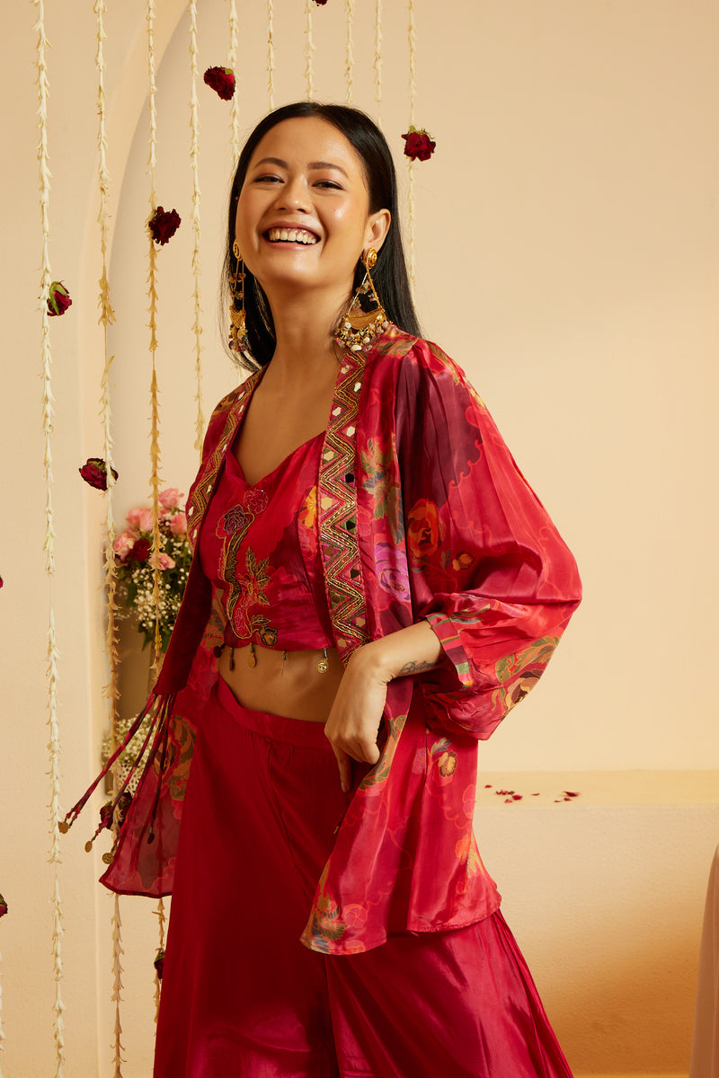 Raspberry Shine Maslin Shrug Set