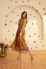 Mustard yellow Soirée Chinnon-chiffon dress