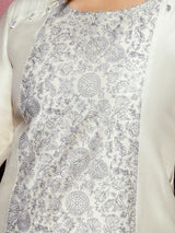 Off White Embroidered Bombay Silk Straight Kurta Set
