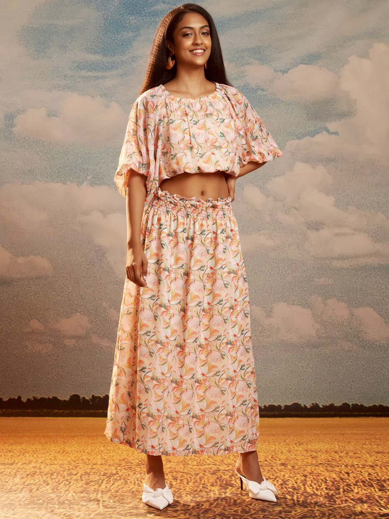 floral georgette straight co ords set