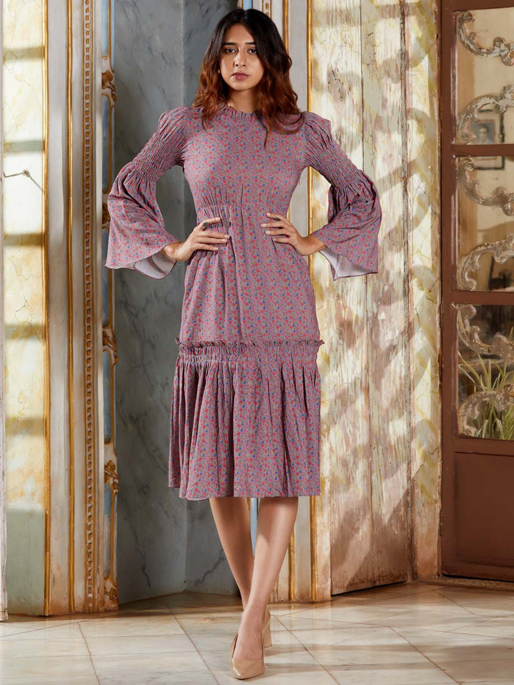 ワンピース Classic Floral Jacquard Dress(mauve pink MID106_1000x.jpg?v=1739597008